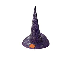 Momentum Brands Purple Silver Holographic Spiderweb Witch Hat Halloween Costume